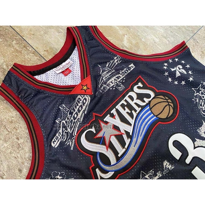 Camiseta Philadelphia 76ers Allen Iverson #3 Mitchell & Ness 1997-98 Tattoo Negro